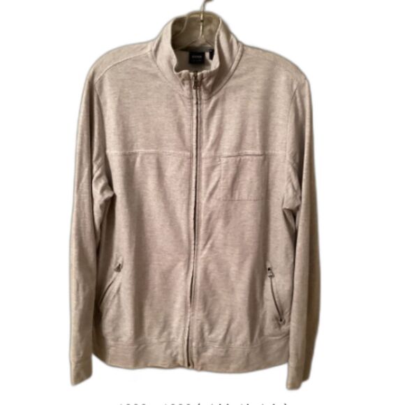 HUGO BOSS MENS SIZE MEDIUM REGULAR FIT GRAY STRIPED FULL ZIP JACKET - Picture 1 of 12